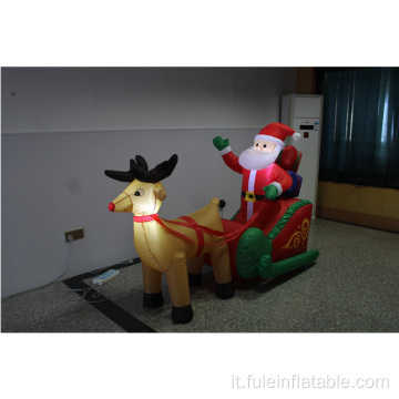 Babbo Natale gonfiabile in slitta con le renne